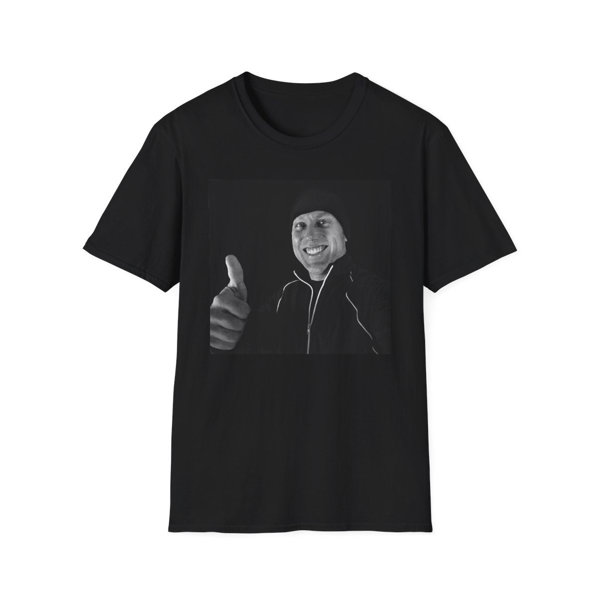 Thumbs Up Smiling Face T-Shirt | Monochrome Photo Portrait | Swifty